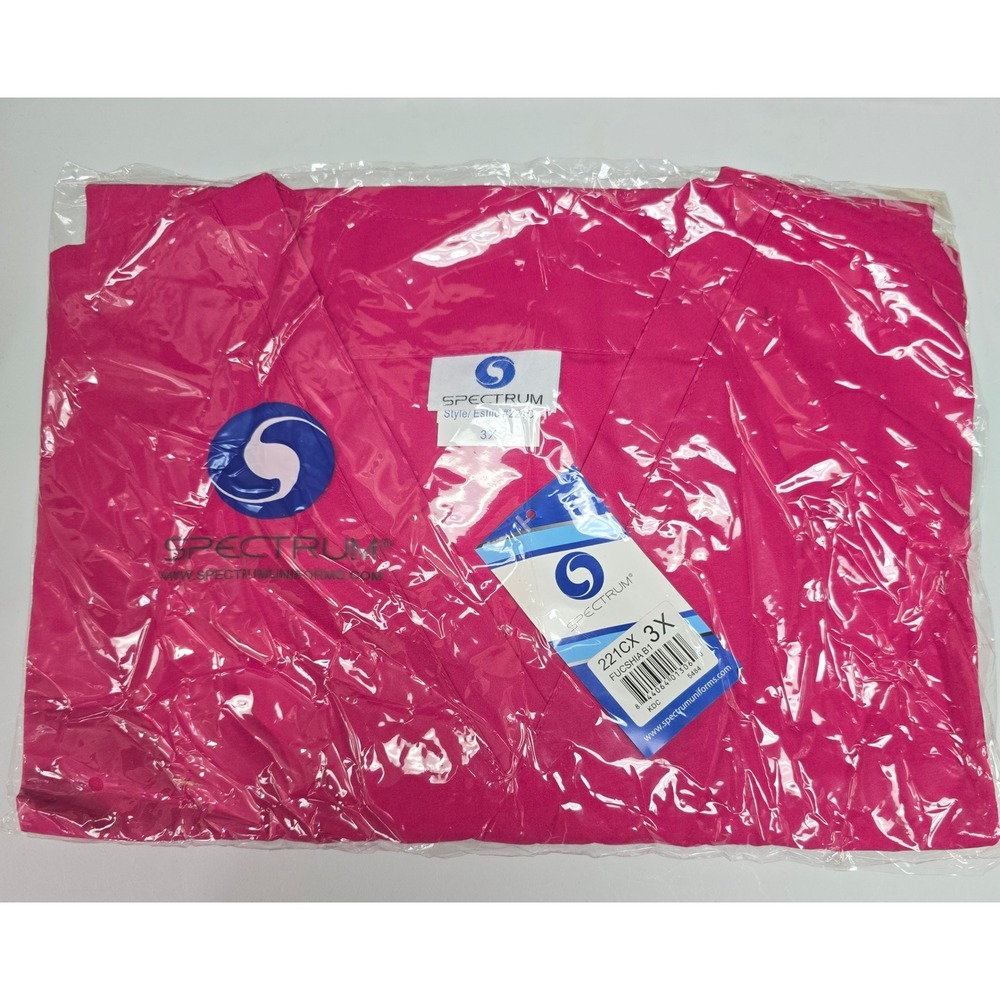 Spectrum Uniforms Fuchsia Pink V-Neck Scrub Top Style 221C Mens Womens 3X NEW